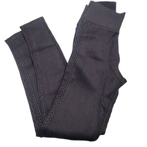 Black Ribbed and Beautiful Detailing Aerie Leggings Small